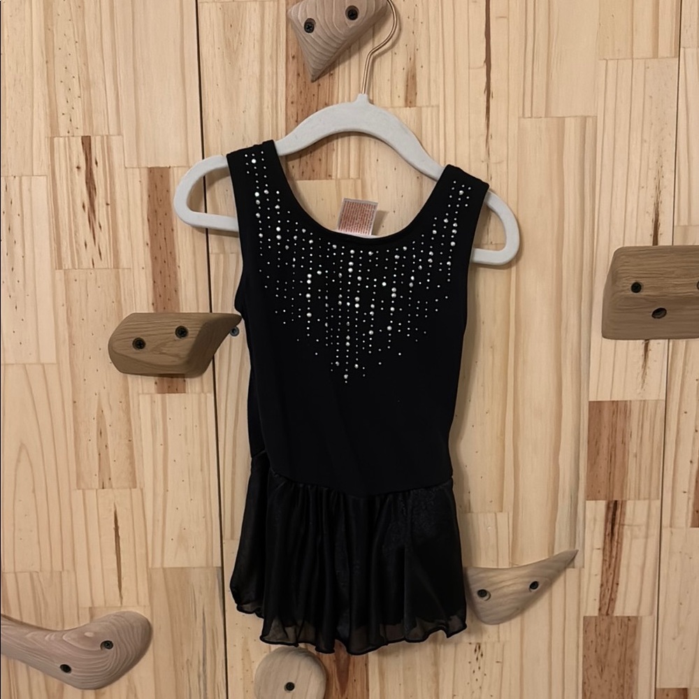 Black Sleeveless Ballet Leotard with Silver Accents